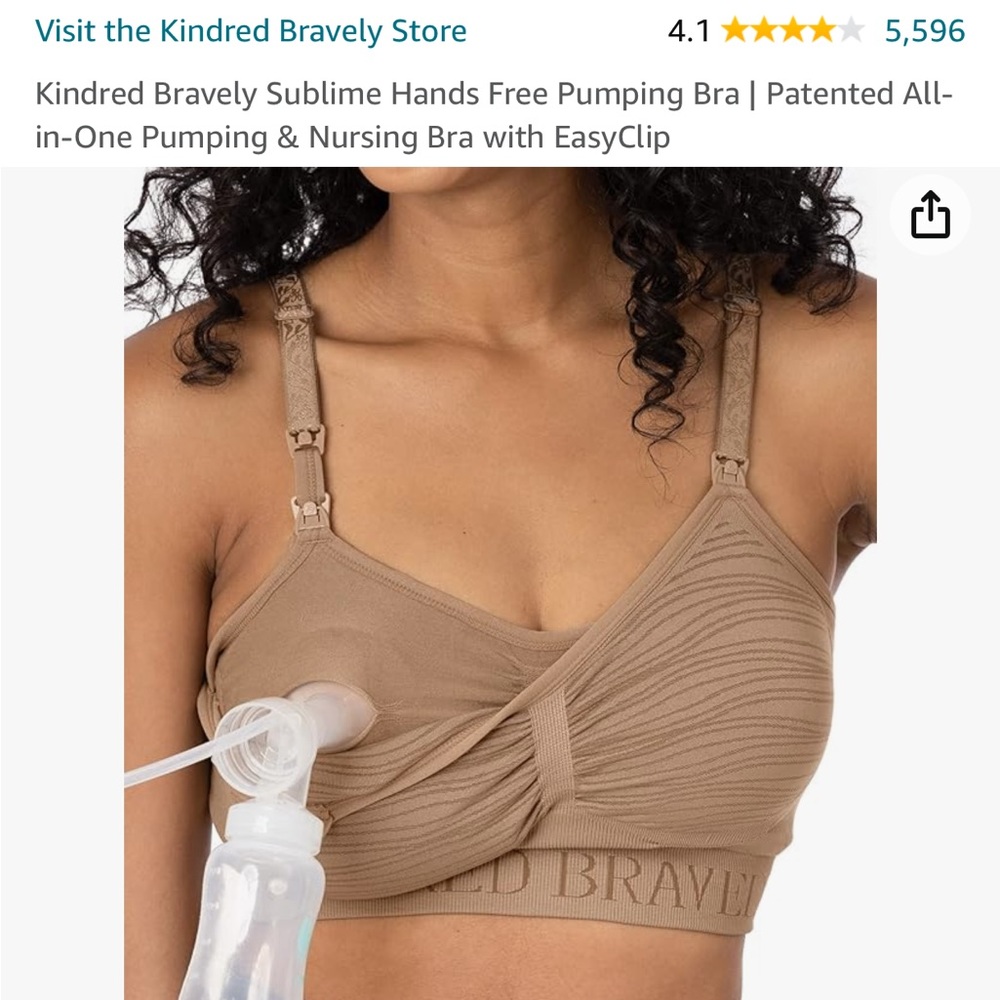Kindred Bravely Sublime Nursing & Hands Free Pumping Bra in latte / Size M busty